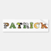 Alphabetimals Personalized Name Bumper Sticker