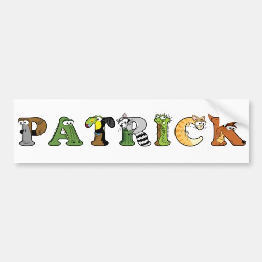 Alphabetimals Personalized Name Bumper Sticker