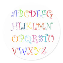 Alphabets in color stickers