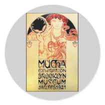 Alphones ( Alfons ) Mucha 1921 Exhibit Round Sticker