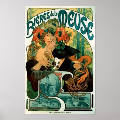 Alphonse (Alfons) Mucha - Bieres de la Meuse Posters by VintageCabaret