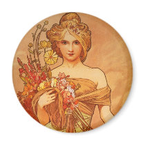 Alphonse (Alfons) Mucha  Bouquet Refrigerator Magnet