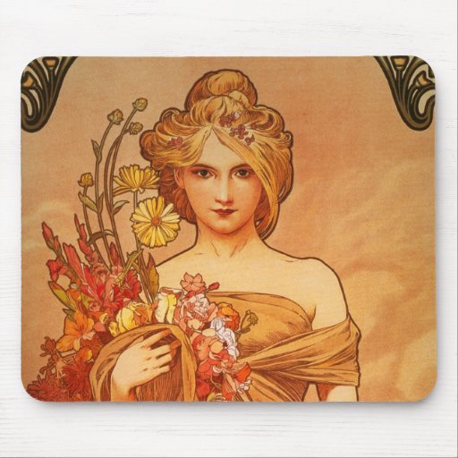 Alphonse (Alfons) Mucha Bouquet Mousepad