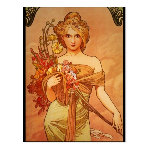 Alphonse (Alfons) Mucha  Bouquet Post Card