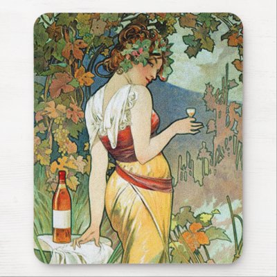 Alphonse (Alfons) Mucha: Cognac - Art Nouveau Mouse Pads by VintageCabaret