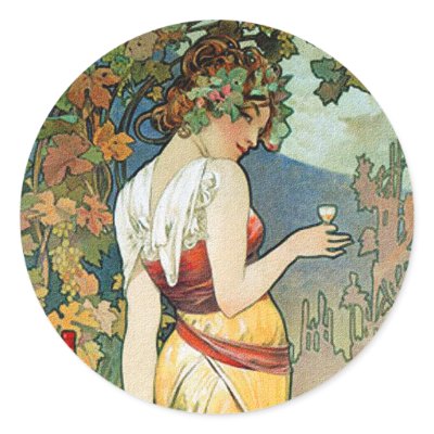 Alphonse (Alfons) Mucha: Cognac - Art Nouveau Stickers by VintageCabaret