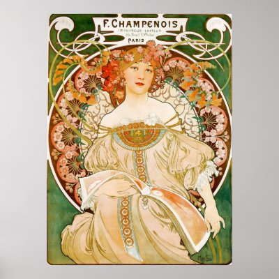 Alphonse (Alfons) Mucha Poster:  Champenois by VintageCabaret