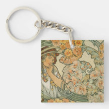 Alphonse Mucha Art Deco Acrylic Keychains