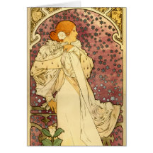 Alphonse Mucha Art Deco Card