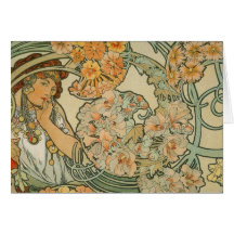 Alphonse Mucha Art Deco Greeting Card