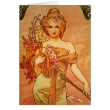 Alphonse Mucha Art Deco Greeting Card