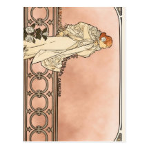 Alphonse Mucha Art Deco Post Card