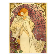 Alphonse Mucha Art Deco Post Card