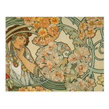 Alphonse Mucha Art Deco Post Card