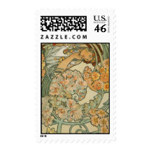 Alphonse Mucha Art Deco Postage