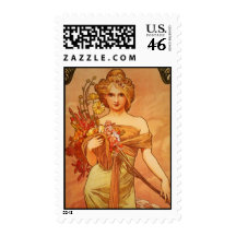 Alphonse Mucha Art Deco Postage