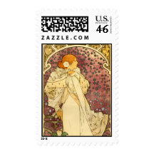 Alphonse Mucha Art Deco Postage Stamp