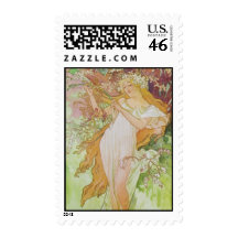 Alphonse Mucha Art Deco Stamp