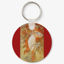 Alphonse Mucha - Art Nouveau - Spring keychains by MyOtherPlanet Alphonse Mucha - Art Nouveau - Spring keychains