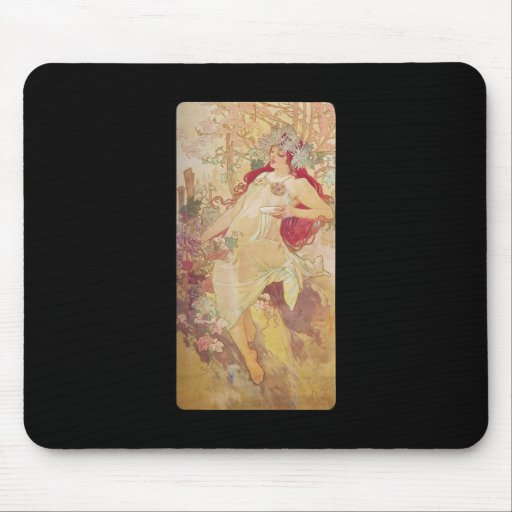 Alphonse Mucha Automne Autumn Mousepads