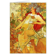 Alphonse Mucha Autumn Note Card