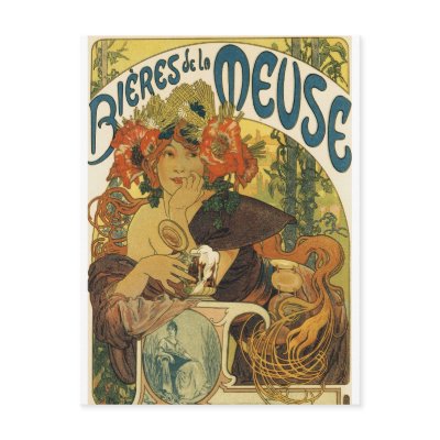 Alphonse Mucha - Bieres de la Muse Post Card by MasterpieceArt