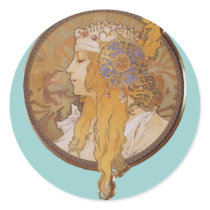 Alphonse Mucha ~ Byzantine Head: The Blonde Sticker