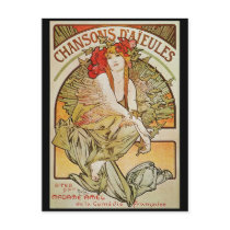 ALPHONSE MUCHA CHANSONS D`AJEULES POST CARDS