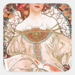Alphonse Mucha: Daydream (Rêverie) Square Sticker