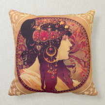 Alphonse Mucha Donna Orechini Pillow