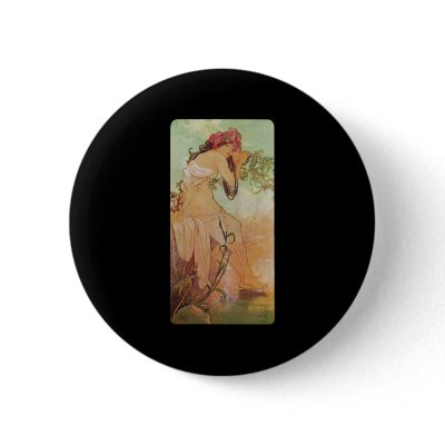 Alphonse Mucha Ete Summer Pinback Buttons by vintage_poster