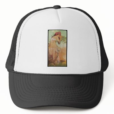 Alphonse Mucha Ete Summer Mesh Hat by vintage_poster
