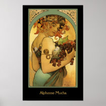 Alphonse Mucha Fruit Painting on black posters