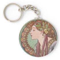 Alphonse Mucha Goddess Art keychains
