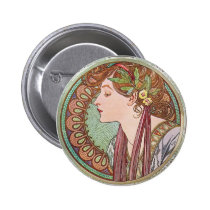 Alphonse Mucha Goddess Art buttons