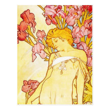 Alphonse Mucha Iris Postcard