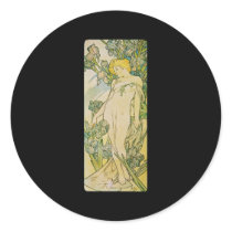 Alphonse Mucha Iris Round Stickers
