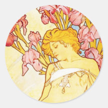 Alphonse Mucha Iris Stickers
