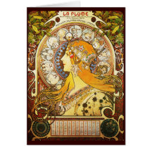 Alphonse Mucha La Plume Greeting Card