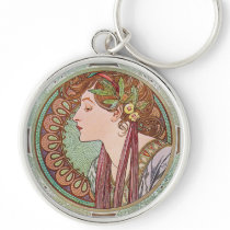 Alphonse Mucha Laurel Art Nouveau Key Chain
