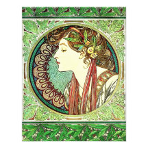Alphonse Mucha Laurel Invitations