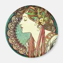 Alphonse Mucha Laurel Magnet
