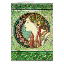 Alphonse Mucha Laurel Note Card