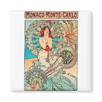 Alphonse Mucha Monaco, Monte-Carlo, 1897 magnets by MyOtherPlanet Alphonse Mucha Monaco, Monte-Carlo, 1897 magnets