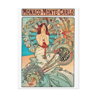 Alphonse Mucha Monaco, Monte-Carlo, 1897 Postcards by MyOtherPlanet