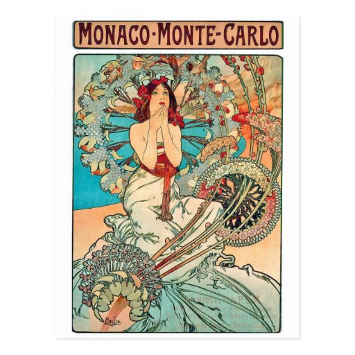 Alphonse Mucha Monaco, Monte-Carlo, 1897 Postcards