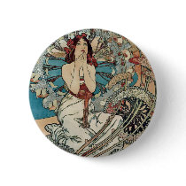 Alphonse Mucha  ~ Monaco Monte Carlo Art Nouveau buttons