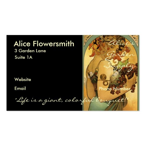 Alphonse Mucha Painting Business Card Template (front side)