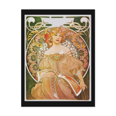 Alphonse Mucha Reverie Daydream Post Card by vintage_poster