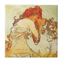 Alphonse Mucha Summer Tile